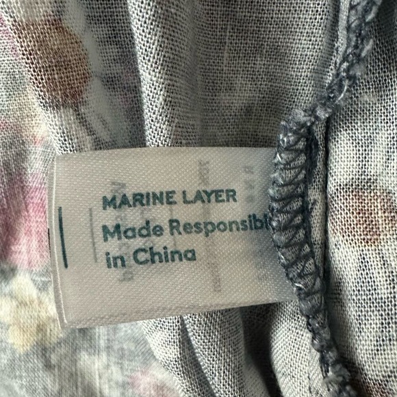 Marine Layer Floral Wrap Midi Dress Short Sleeve V Neck Navy Blue XS - Picture 5 of 9